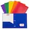 JAM Paper 9.5" x 11.5" Assorted Primary Colors Plastic 2 Pocket School POP Folders, 6ct.